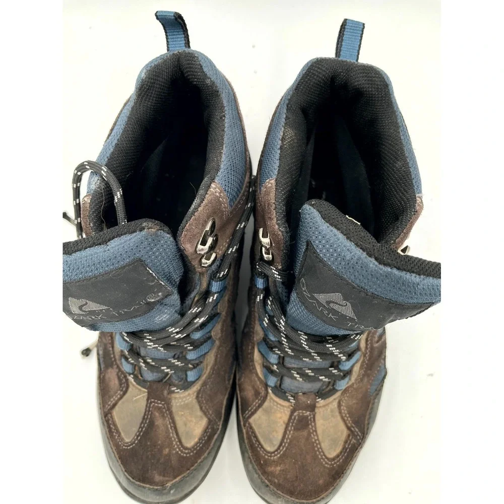 Ozark Trail‎ Peyton WW Mens 8.5 Hiking Boots Brown Blue Leather Waterproof Boots